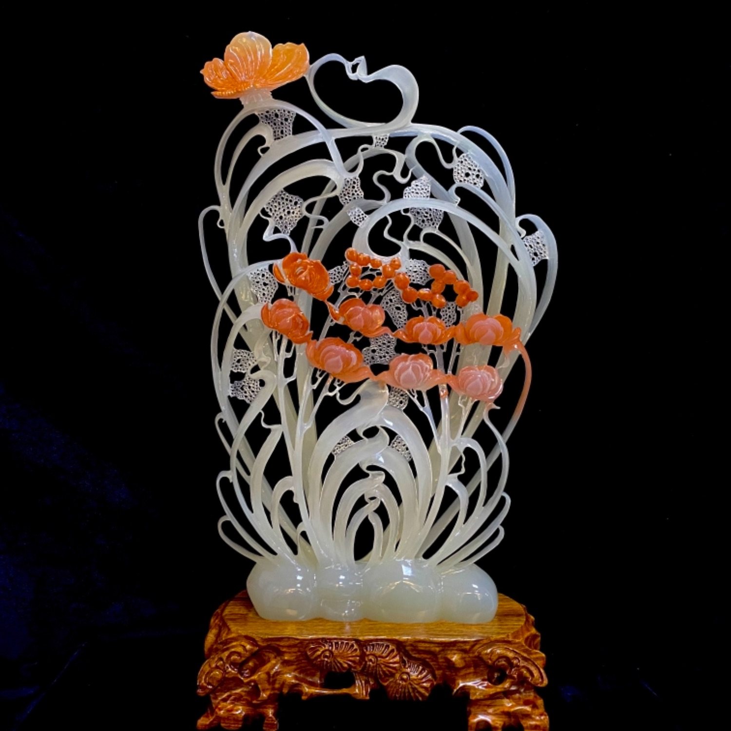 富贵家居佳品送礼雕刻中式装饰工艺客厅摆件金兰花摆件