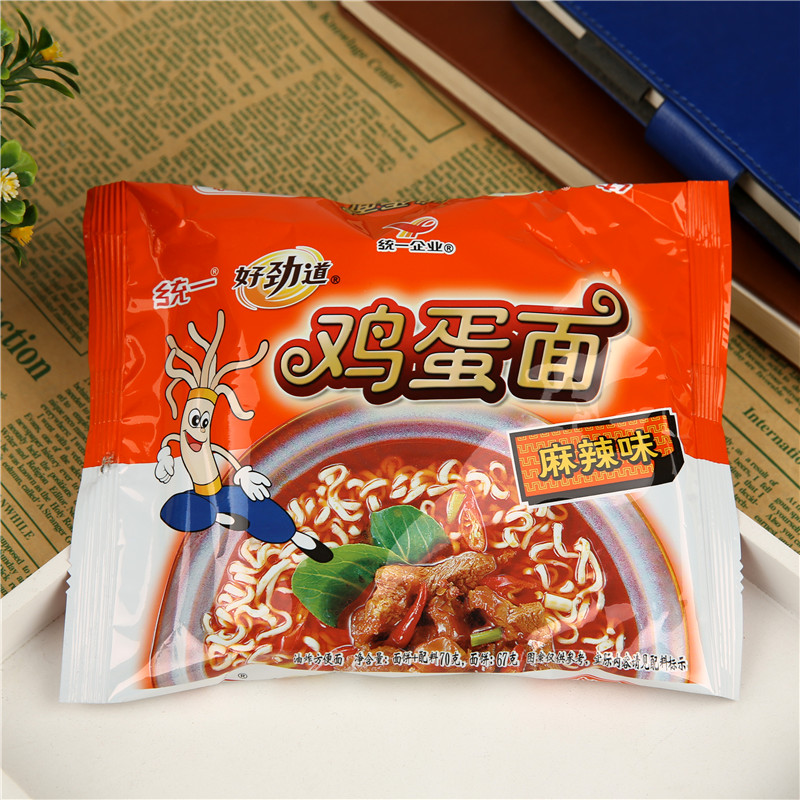 好劲道70g*24包 统一鸡蛋面方便面麻辣味小吃休闲零食早餐