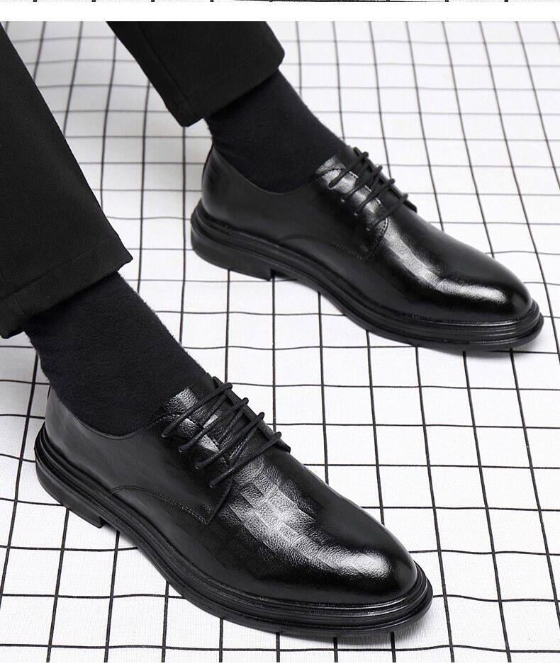 皮鞋男士夏季薄款商务务正休闲透气英伦西装正装皮鞋