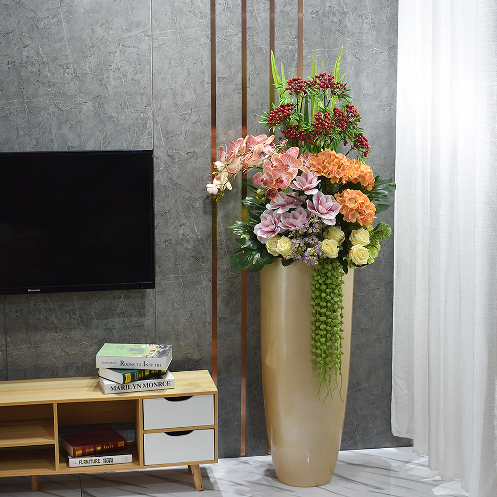 大型家用欧式客厅落地大花瓶仿真花艺套装酒店花瓶