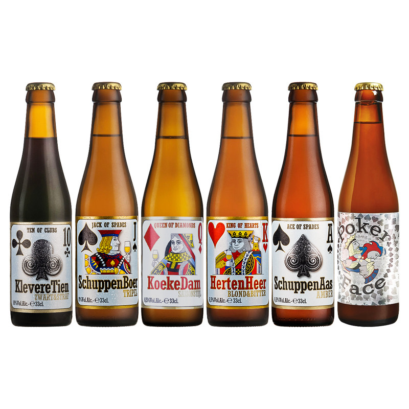 6瓶黑桃方块红桃比利时梅花扑克牌奈斯特艾特鸟巢啤酒