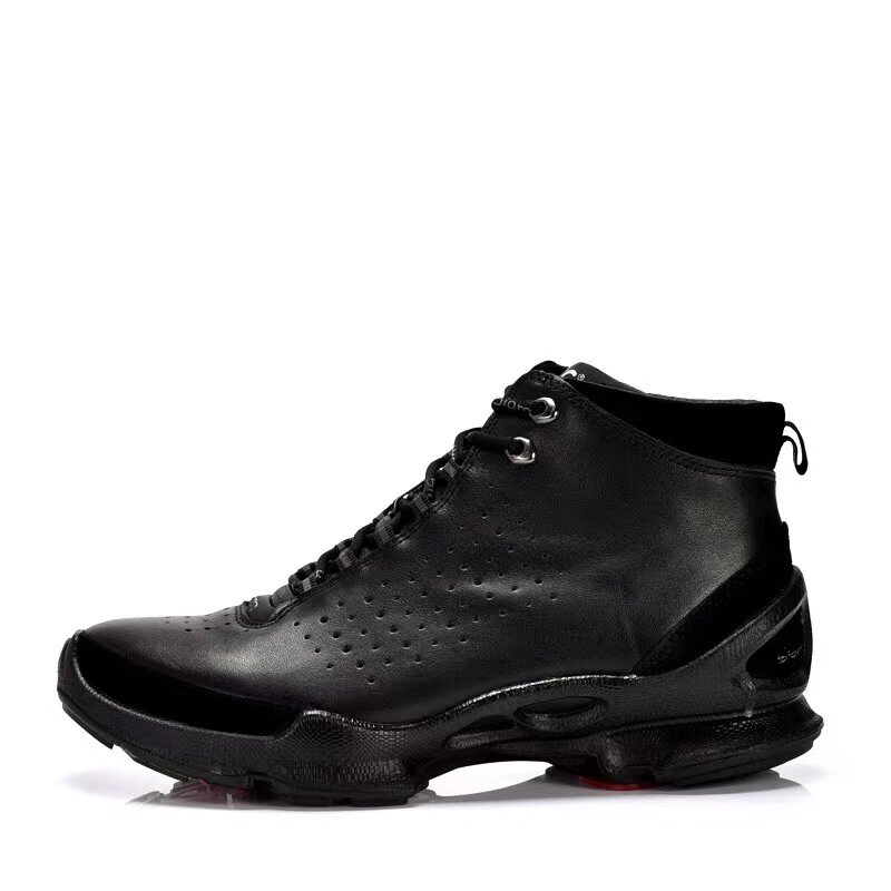 ecco爱步女鞋黑色缓震运动休闲高帮鞋牛皮老爹健步高帮鞋