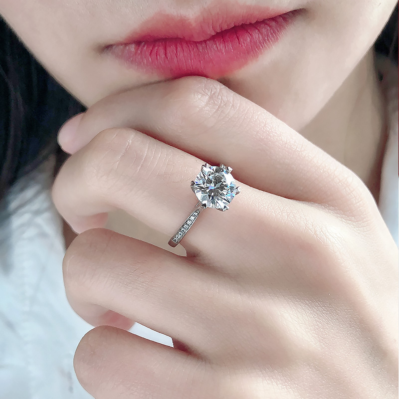 18k50分订婚饰品结婚礼钻戒3克拉金六爪戒指石戒指戒指