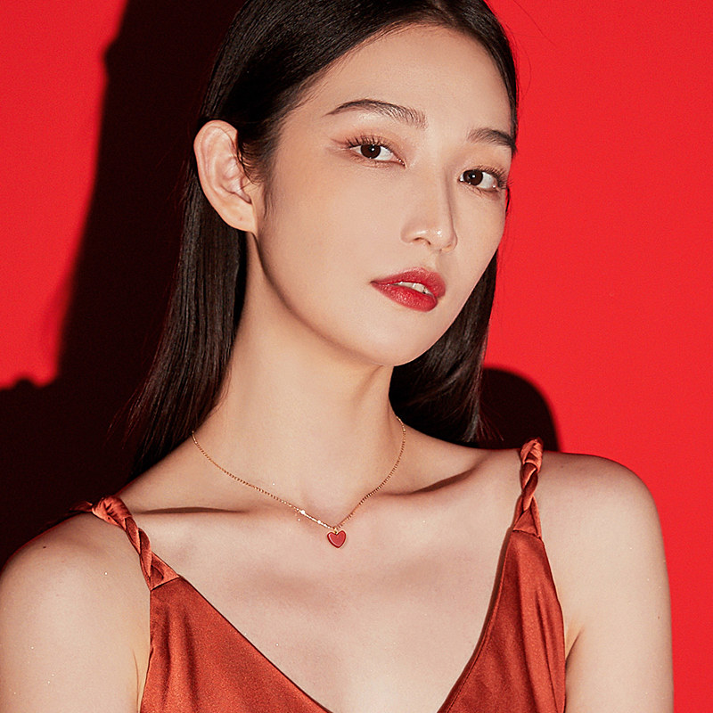 fanci范琦珠宝小红红心18k金红玛瑙项链女士项链