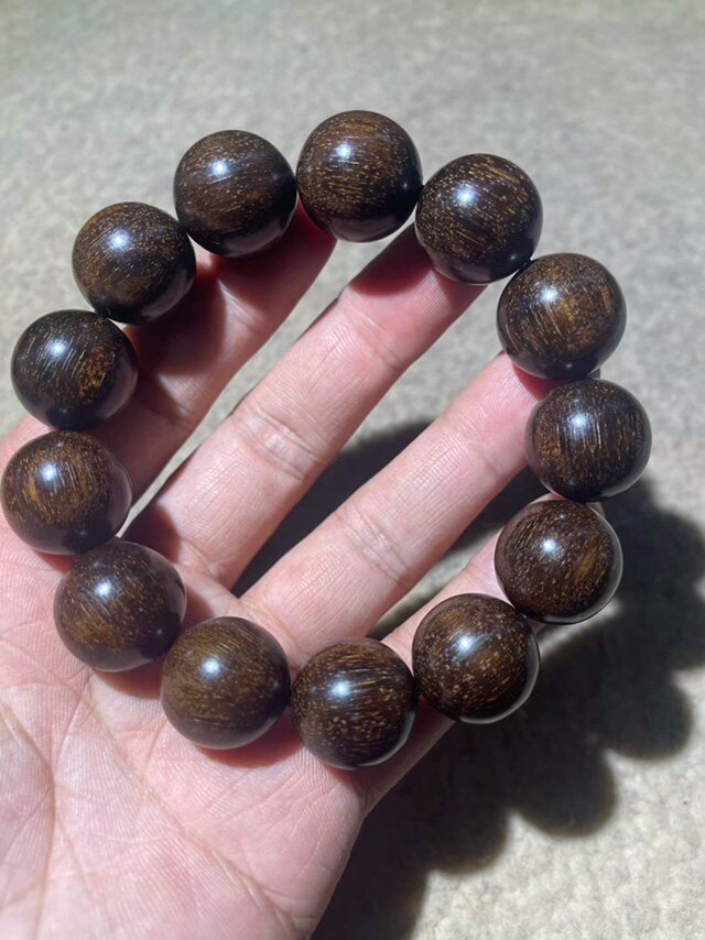巴布亚贡木黑星空规格圆珠手串手链念珠打灯手串
