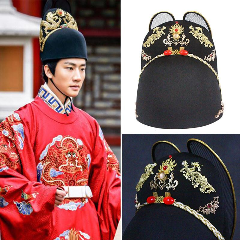 明制锦衣卫乌纱帽翼善冠官帽汉圆领袍曳飞鱼服男头帽子