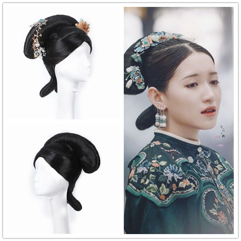 延禧攻略明星同款妃子皇后清朝旗头假发套全头整顶燕尾发套古风