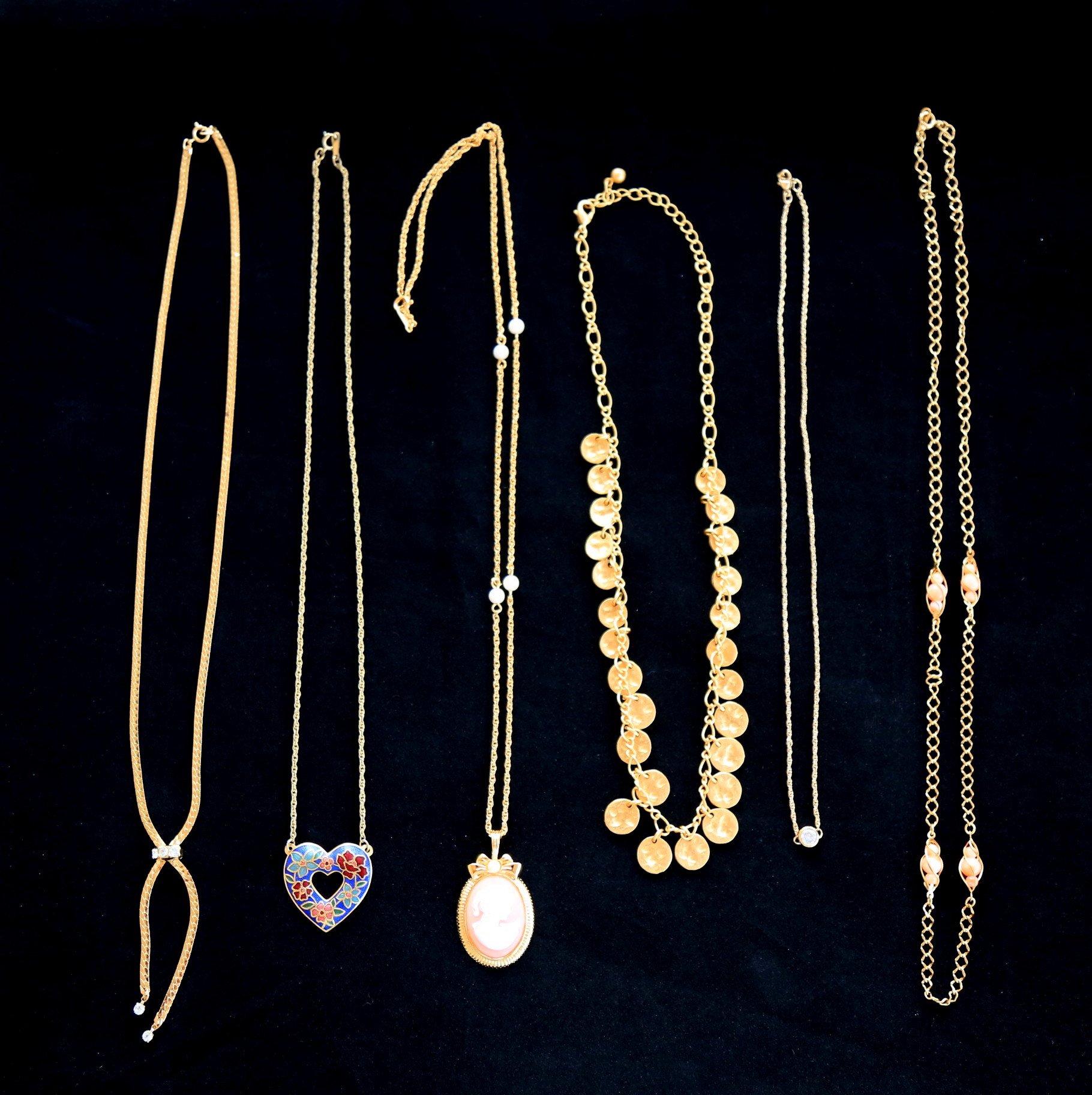 复古大衣vintage中古饰品avon金色钱币美人人像项链