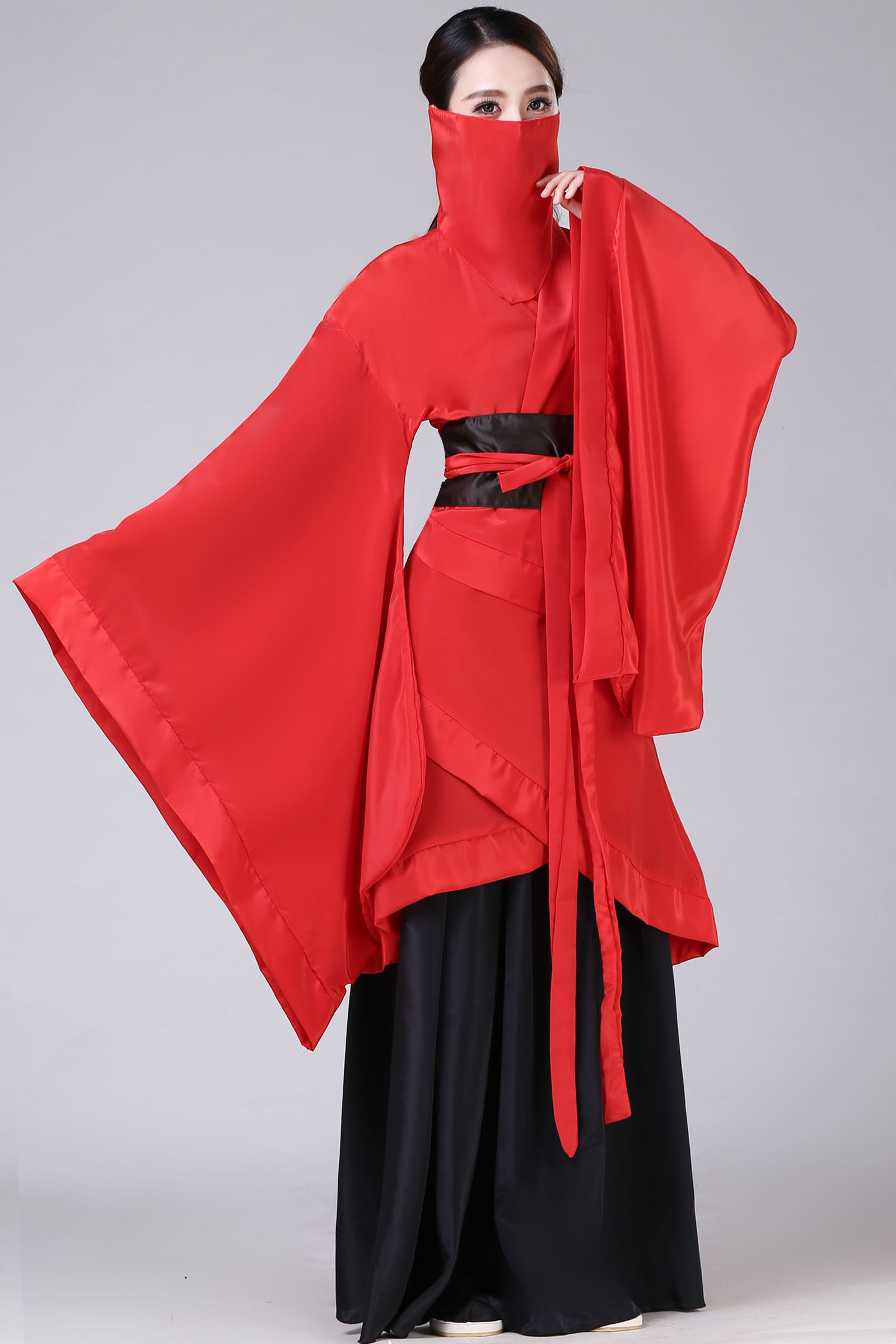 古装汉服新款礼仪之邦同款女玄机双绕舞蹈曲裾红色民族服装