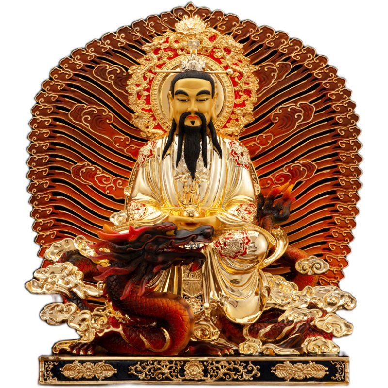 天尊三清道教祖师神像纯铜鎏金供奉原始太上摆件