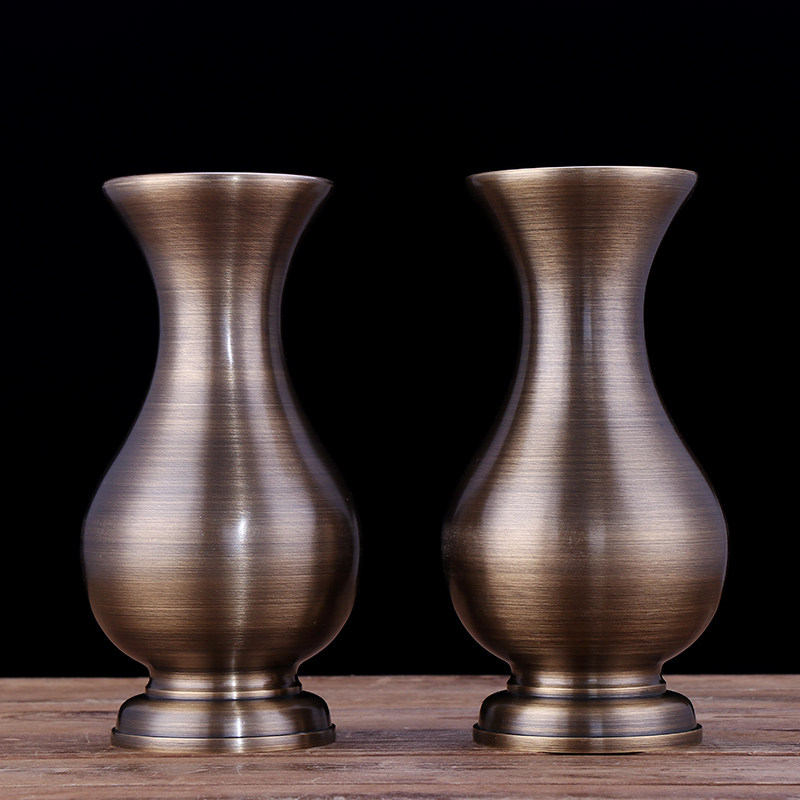 花瓶圆通佛具供瓶纯铜铜器摆件佛教用品供具花瓶