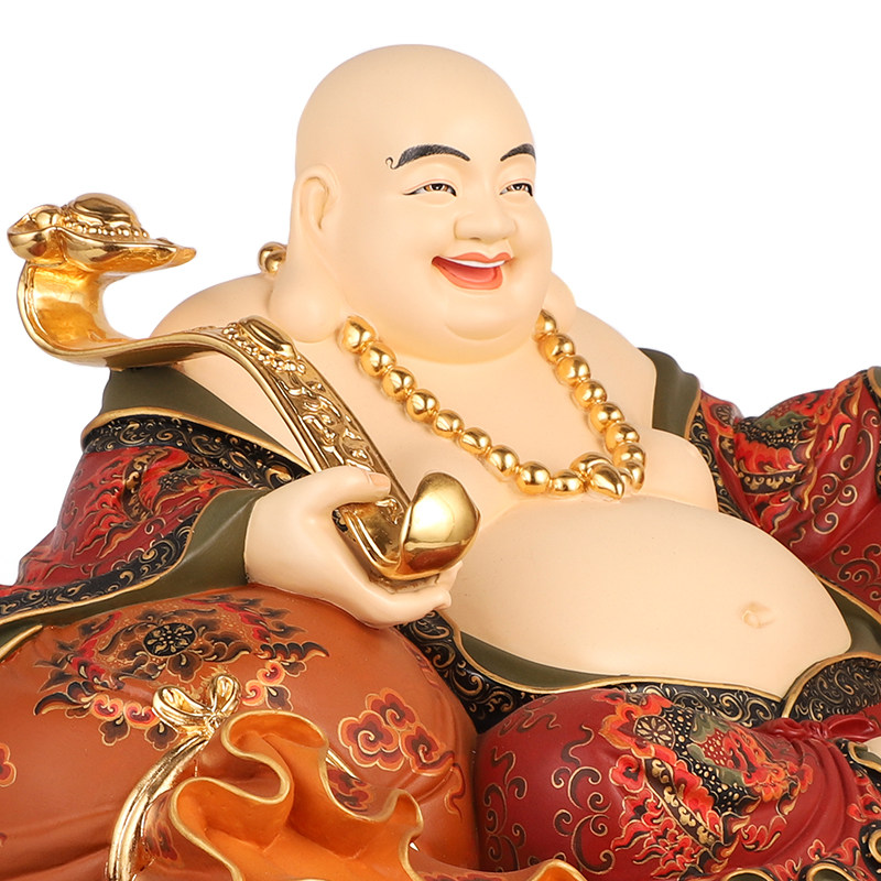 弥勒台湾铜像菩萨佛笑欢喜大肚彩绘佛像金彩绘摆件