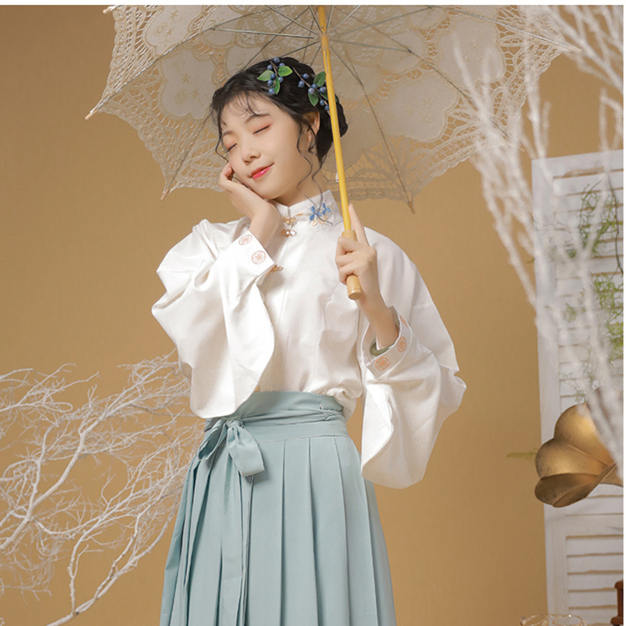 凤台曲风铃明制立领对襟百褶裙汉元素原创汉服女汉服