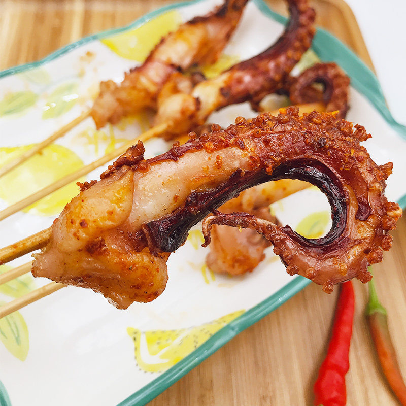 章鱼脆口海鲜鱿鱼冷冻足烧八爪鱼单须串材料商用冷冻章鱼