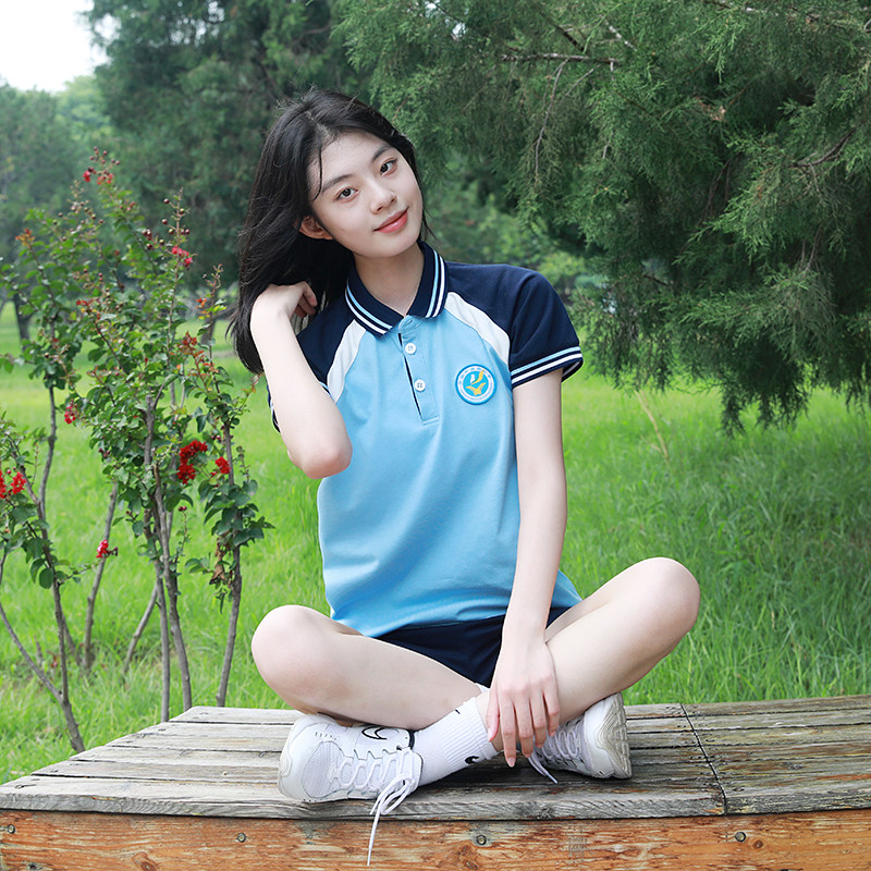 2021安国育新小学夏季校服套装小学生短袖班服学生校服