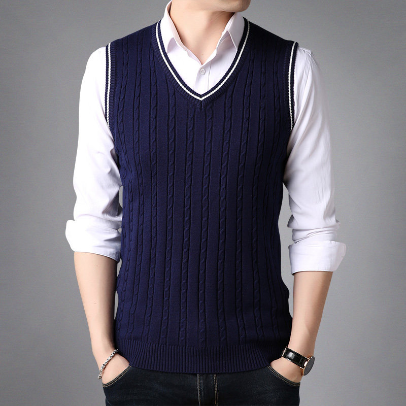 背心毛衣休闲马休闲毛线男士坎肩针织无袖秋季背心