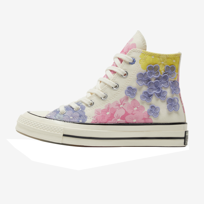 converse匡威1970s 花卉欧根纱刺绣果冻底高低底帮帆布鞋 570580c