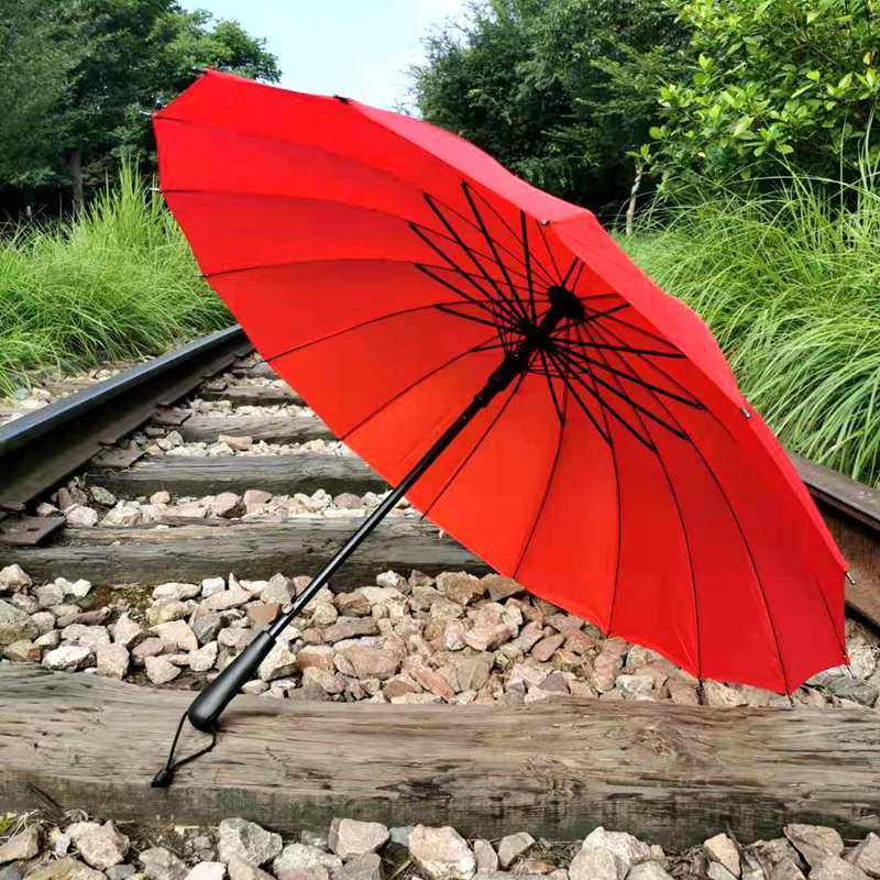 长柄红伞结婚新娘用的大红红色雨伞中式大号伞