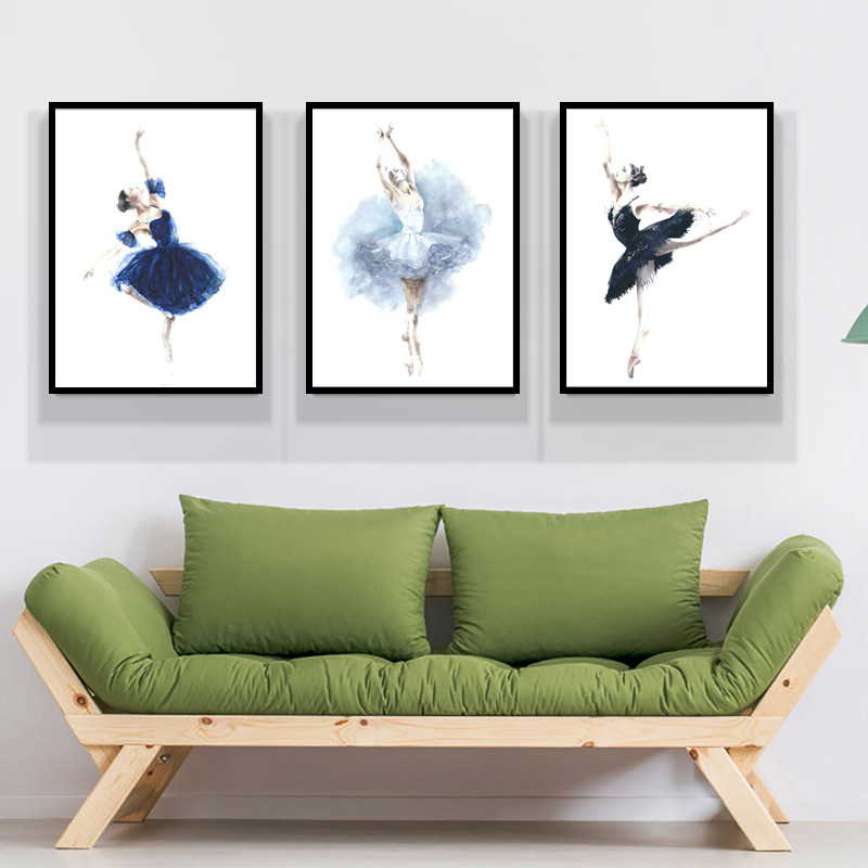 芭蕾舞女孩装饰画舞者舞蹈黑白艺术挂画现代简约美女人物现代装饰画