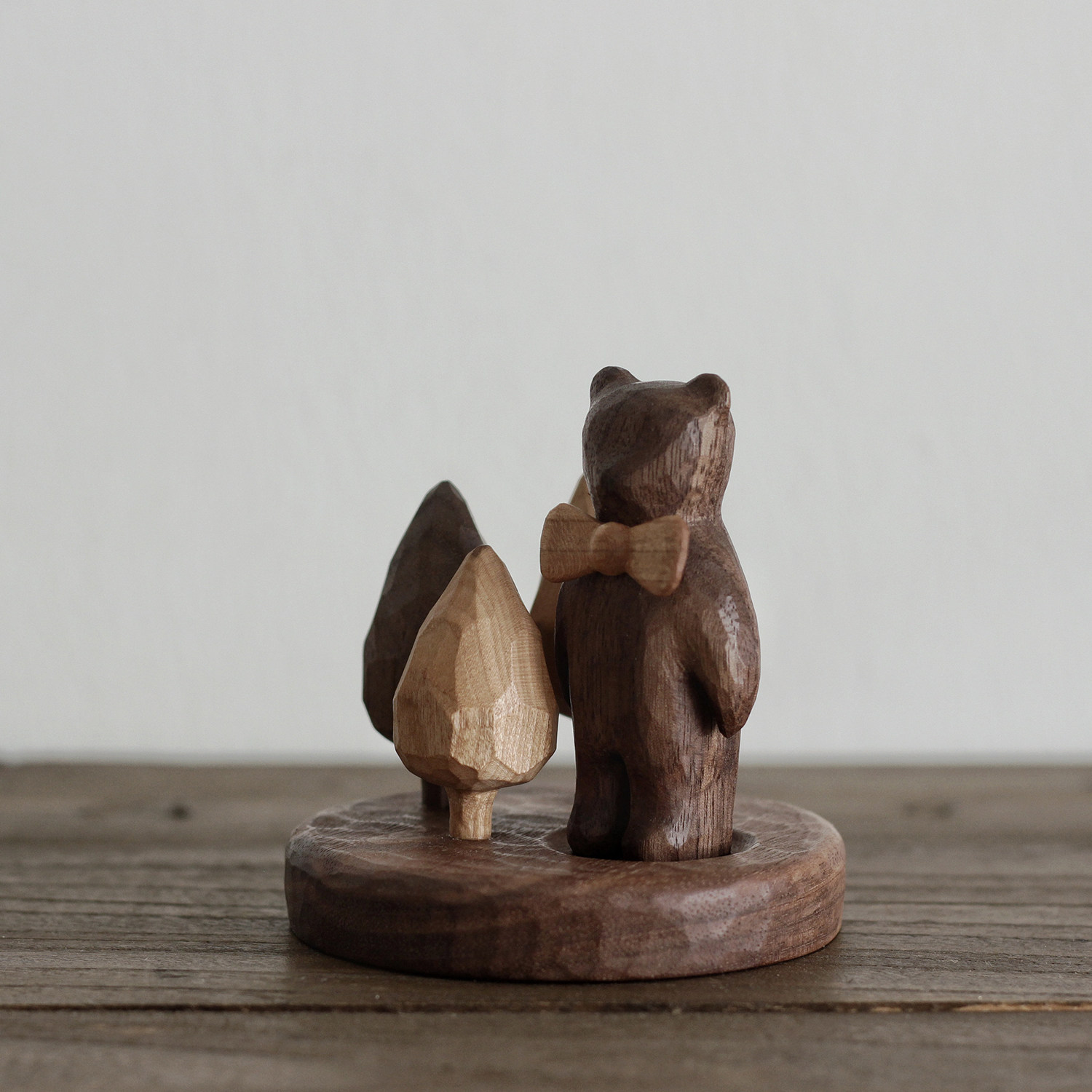 小熊森林原创手工雕刻木质扩香摆件泽无wokiwang摆件