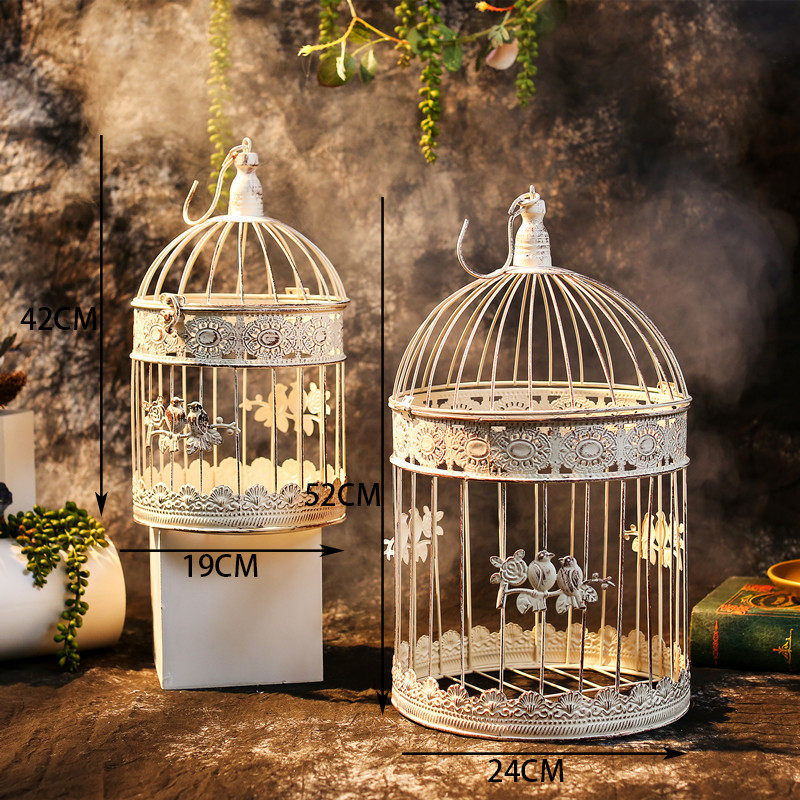 新家装饰铁艺鸟笼摆件创意个性温馨房间布置北欧摆件