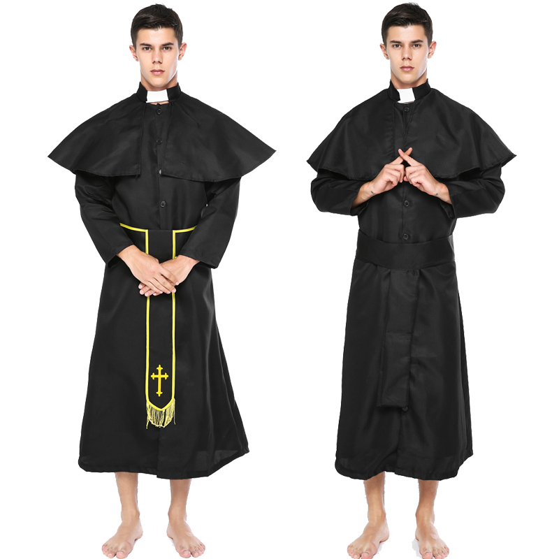 万圣节中世纪服装宫廷女王礼服僧侣修士巫师牧师服饰