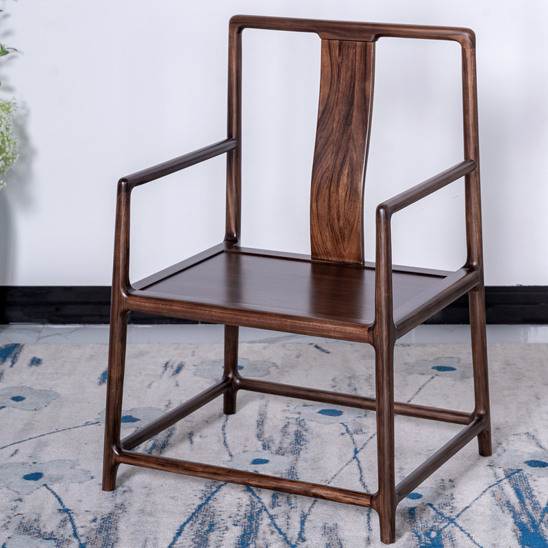 北美胡桃木太师椅北欧欧新中式现代简约圈椅围椅休闲圈椅