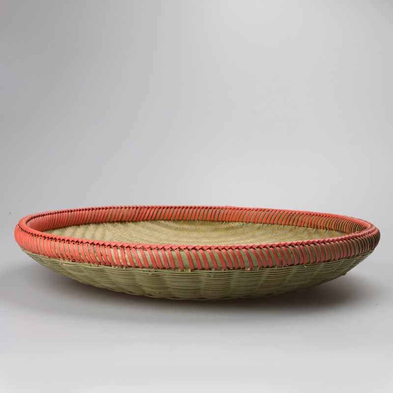 竹编箩筐竹筛子精品竹扁无孔带字花纹福字竹筐收纳篮大号