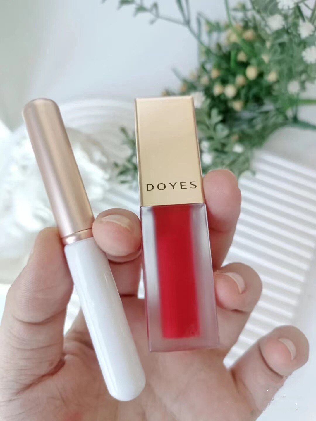 头带盖唇唇部晕染迷你便携口红短柄旅行化妆化妆刷