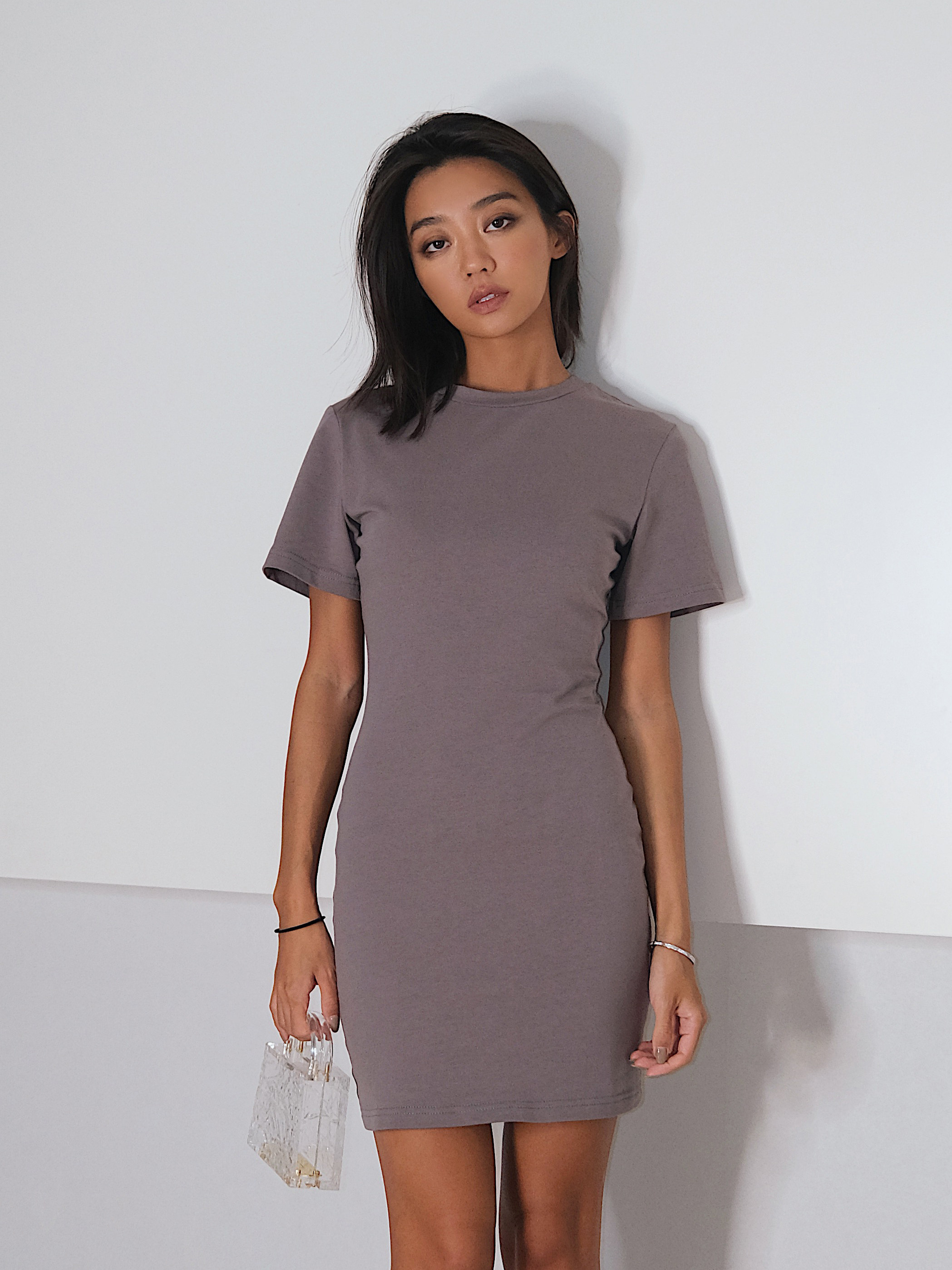 mirandasong欧美基础夏季三色短袖显瘦百搭休闲连衣裙