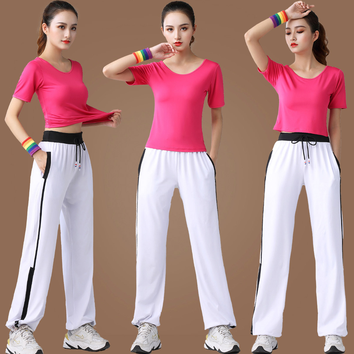 广场舞服装新款运动套装夏季健身跳舞衣服莫代尔广场舞套装