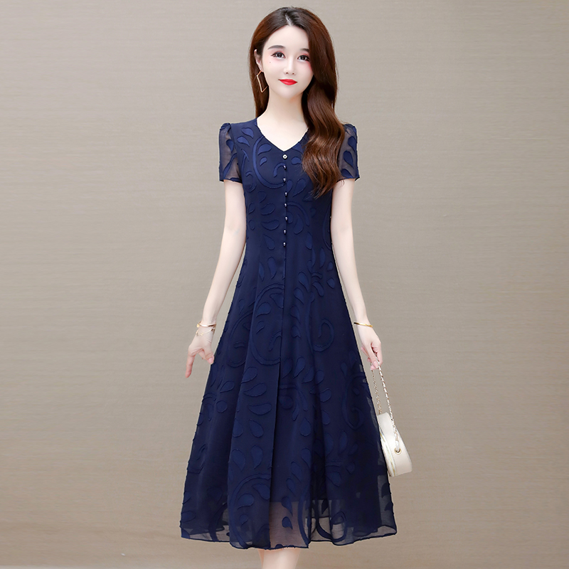 妈妈高贵连衣裙子女装2022新款春夏季今年高端品牌雪纺洋气质旗袍