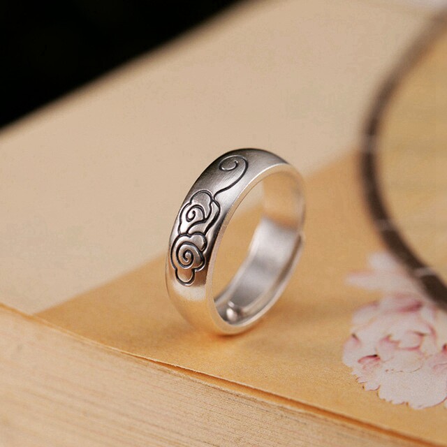 祥云女男设计师原创中式指环戒指开口情侣云新戒指