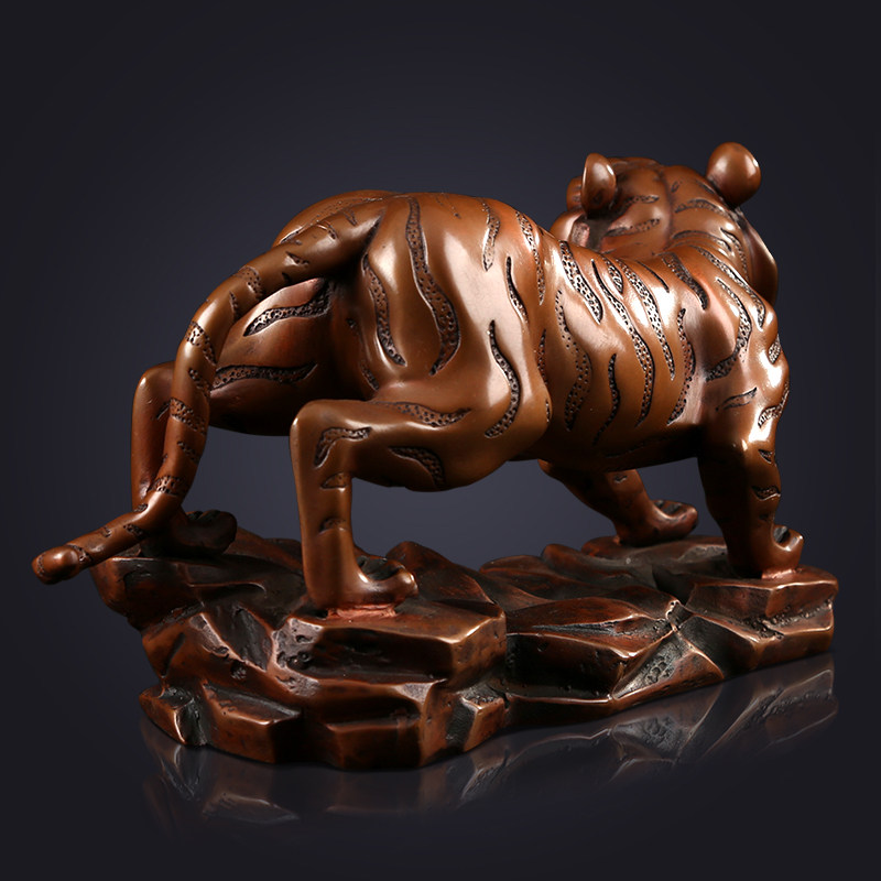 铜欣祥 紫铜生肖虎摆件老虎工艺品摆设下山虎家居招财装饰工艺品