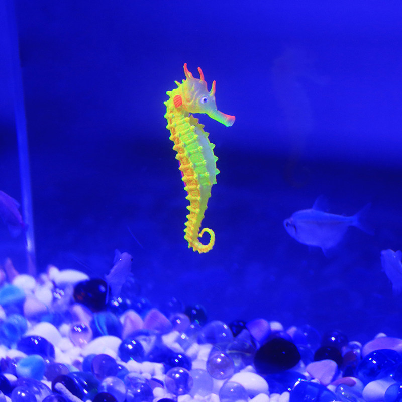 鱼缸水族箱造景装饰品假海马仿真荧光海洋生物金鱼缸造景套餐