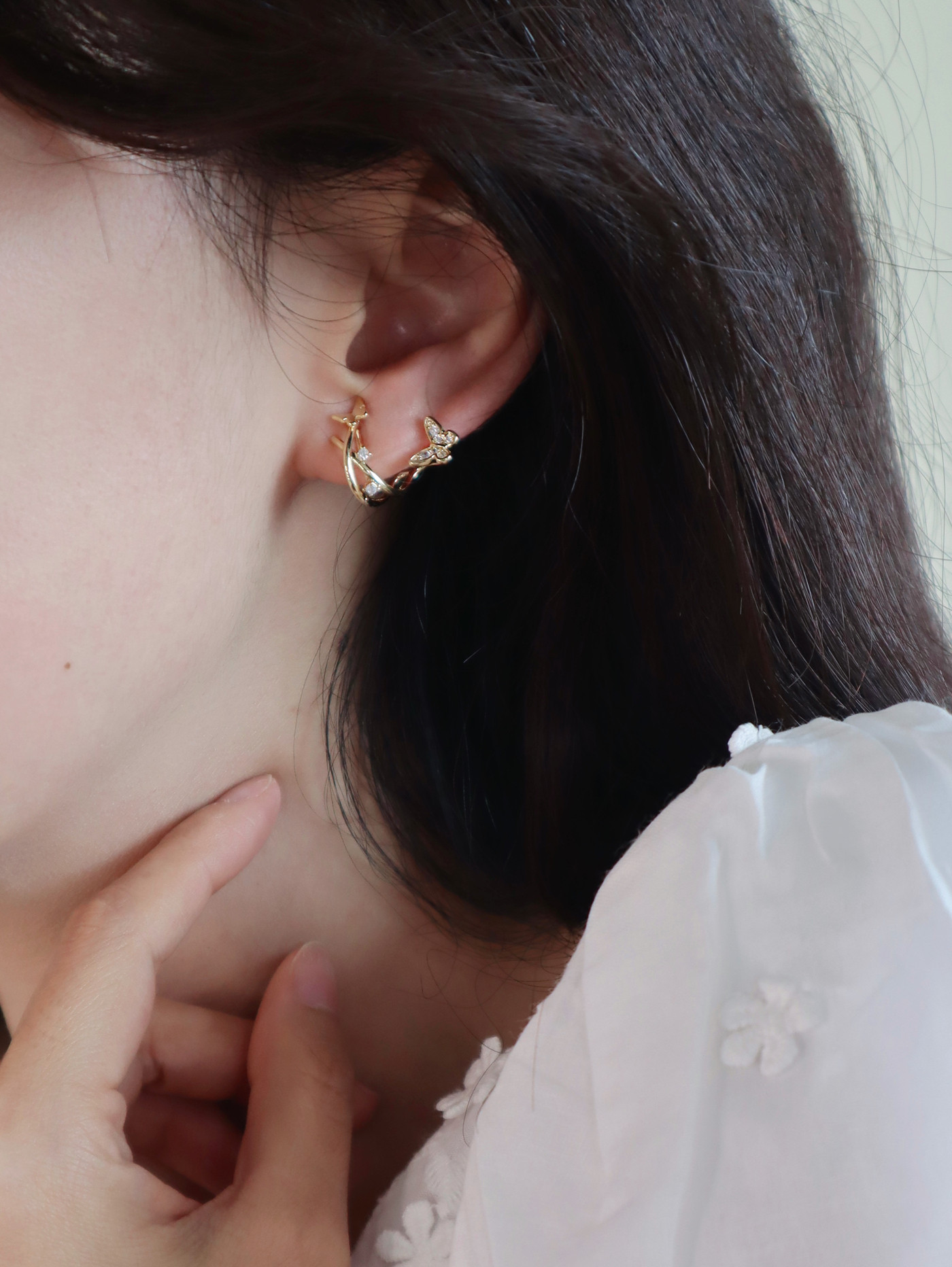 耳畔蝴蝶锆石精灵耳环硅胶蚊香盘耳夹无耳洞耳夹