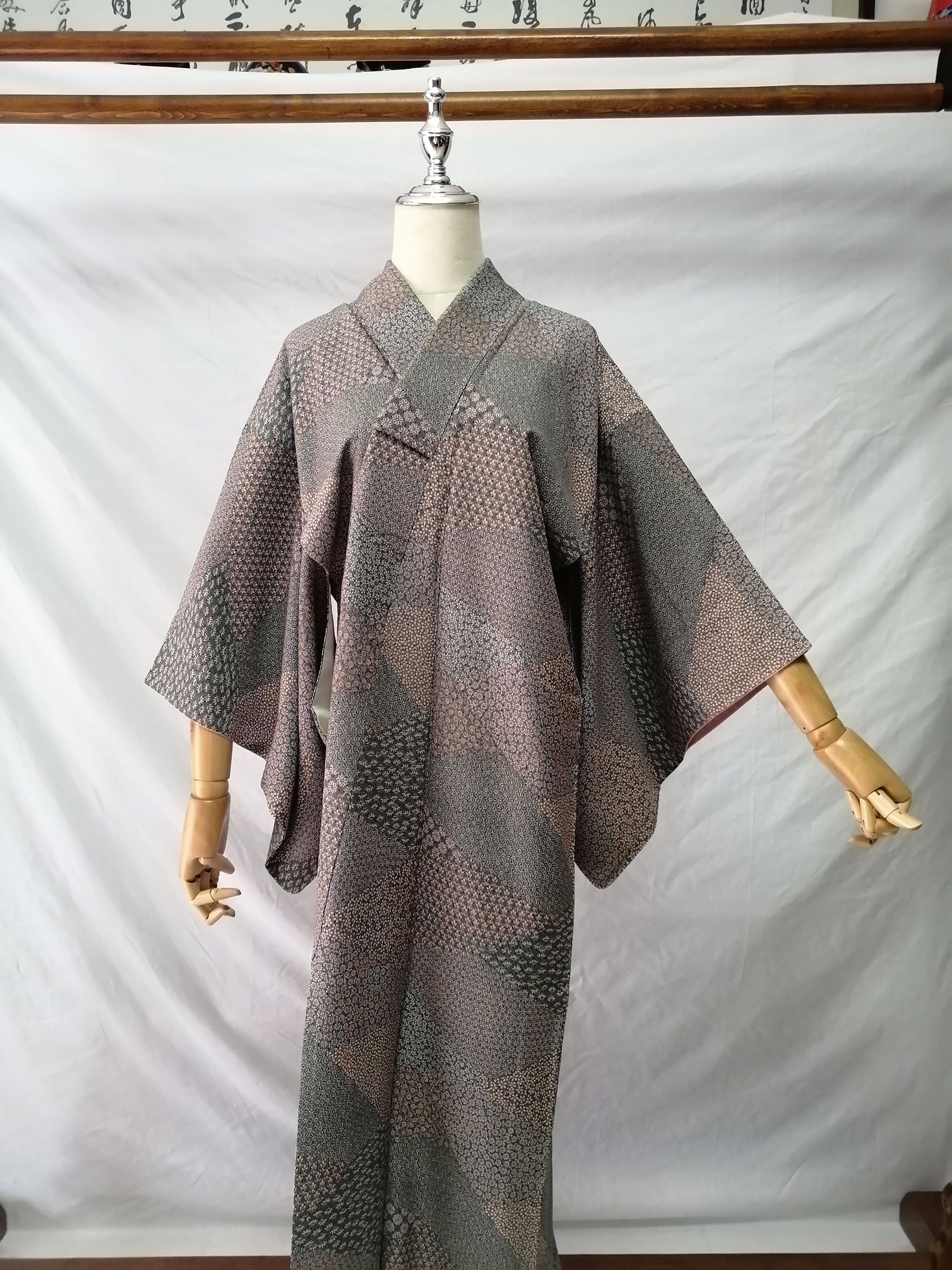 日本正统正绢和服小纹旗袍汉服手工真丝布料民族服装