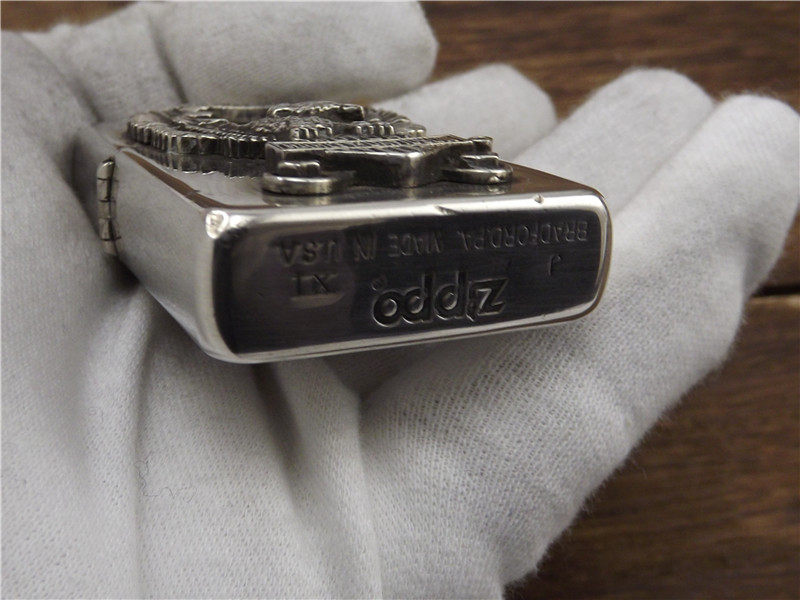 95年镀银贴章哈雷竖鹰zippo打火机美国原装进口煤油zippo