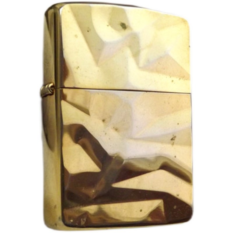 07年好品镀金棱角巧雕早期盔甲机二手zippo正品zippo
