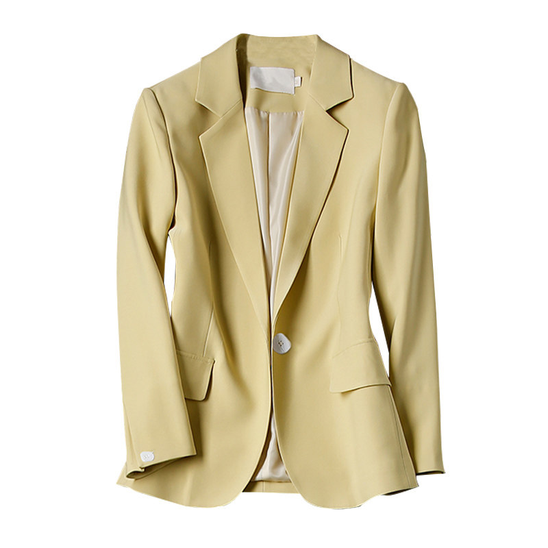 今年流行女士黄色西装外套夏季气质显瘦百搭西装