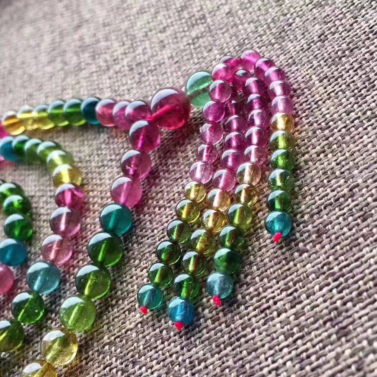 佛珠巴西天然碧玺108颗手链整体暗色自然光拍摄手链