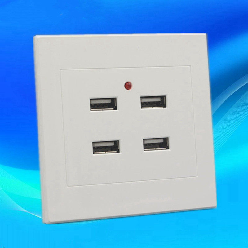 墙壁usb四位插座220v充电4孔接口电源面板开关插座套装