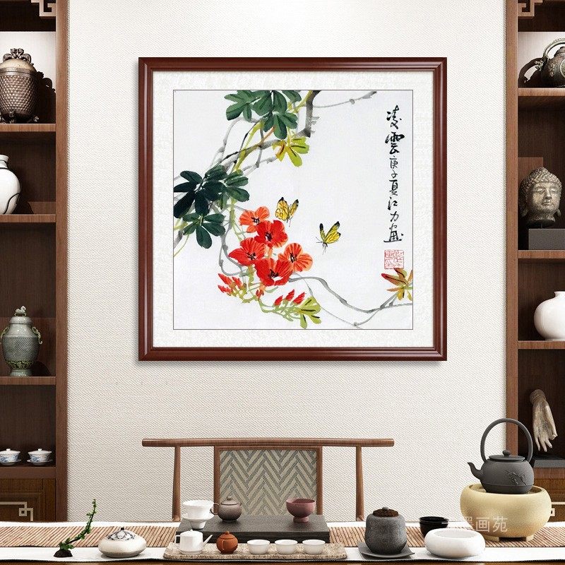 装饰画客厅国画手绘真迹水墨画凌云中式玄关餐厅国画