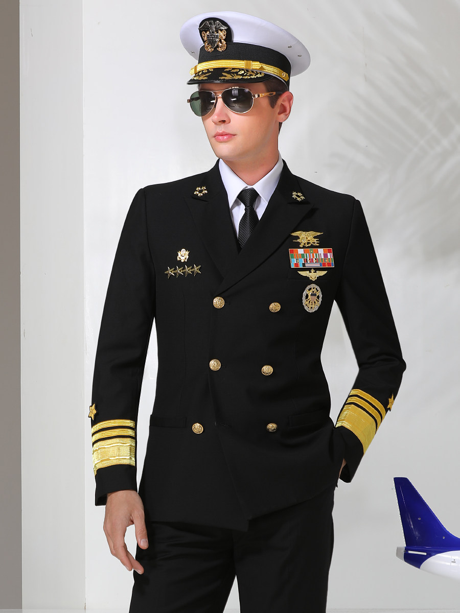航空飞行员空少制服美国航空母舰上校礼宾游艇船长工装制服