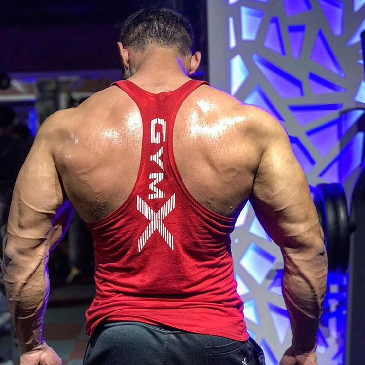 肌肉牛男无袖健身工字背心运动紧身衣汗衫速干背心