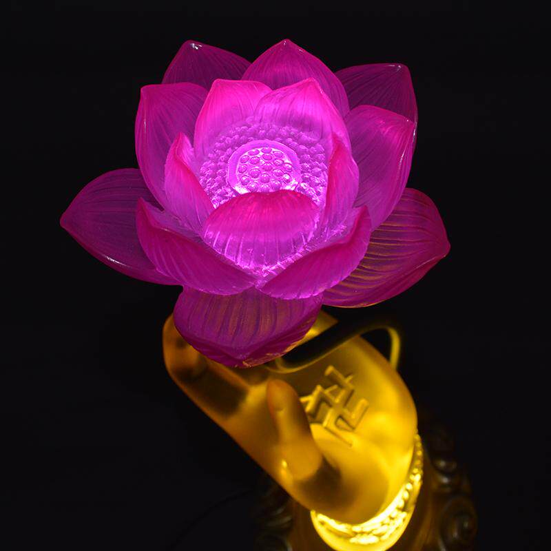 佛台灯供佛七彩莲花灯观音莲花灯 琉璃佛手荷花灯led长明灯佛前花