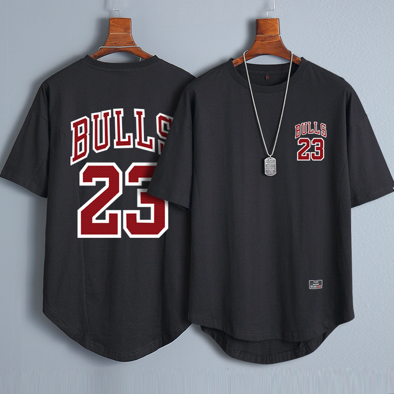 篮球短袖t恤男士纯棉潮牌宽松大码圆领半袖五分袖夏季学生上衣ins