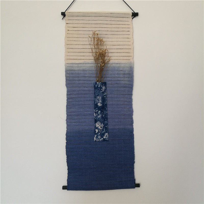 扎染壁挂云南大理白族手工织麻植物蓝染中国民族风禅意家居装饰品