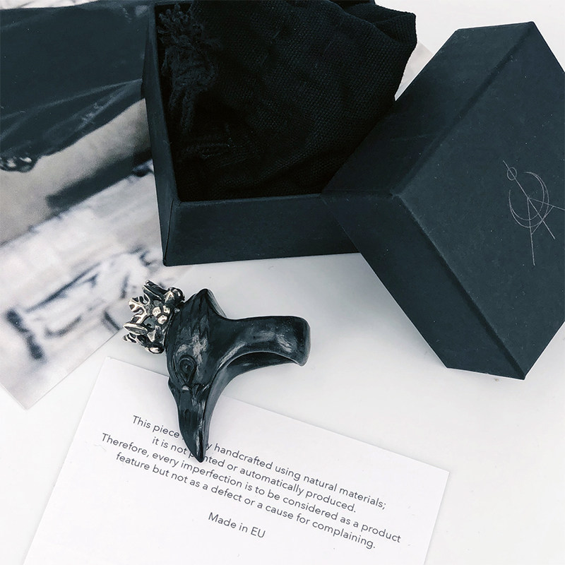 暗黑波兰设计师品牌macabregadgets渡鸦王冠戒指先锋戒指