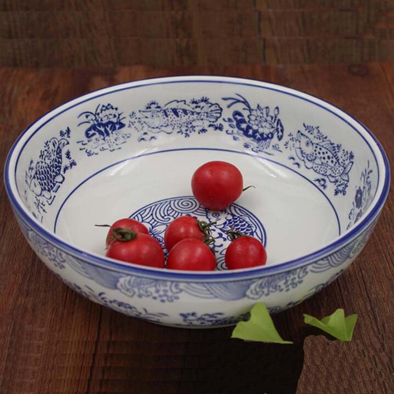 中式青花瓷酒店陶瓷大碗酸菜鱼碗水煮鱼盆麻辣香锅碗汤面碗和面盆